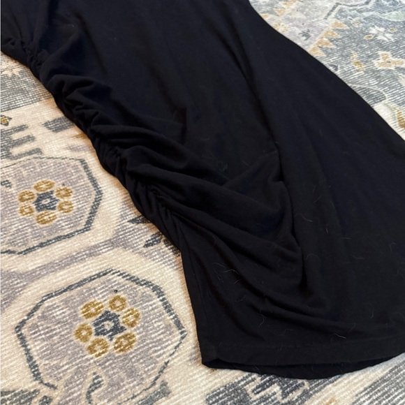 SUNDRY ANTHROPOLOGIE Black Ruched Short Sleeve
Cotton Shirt Dress - Picture 9 of 9